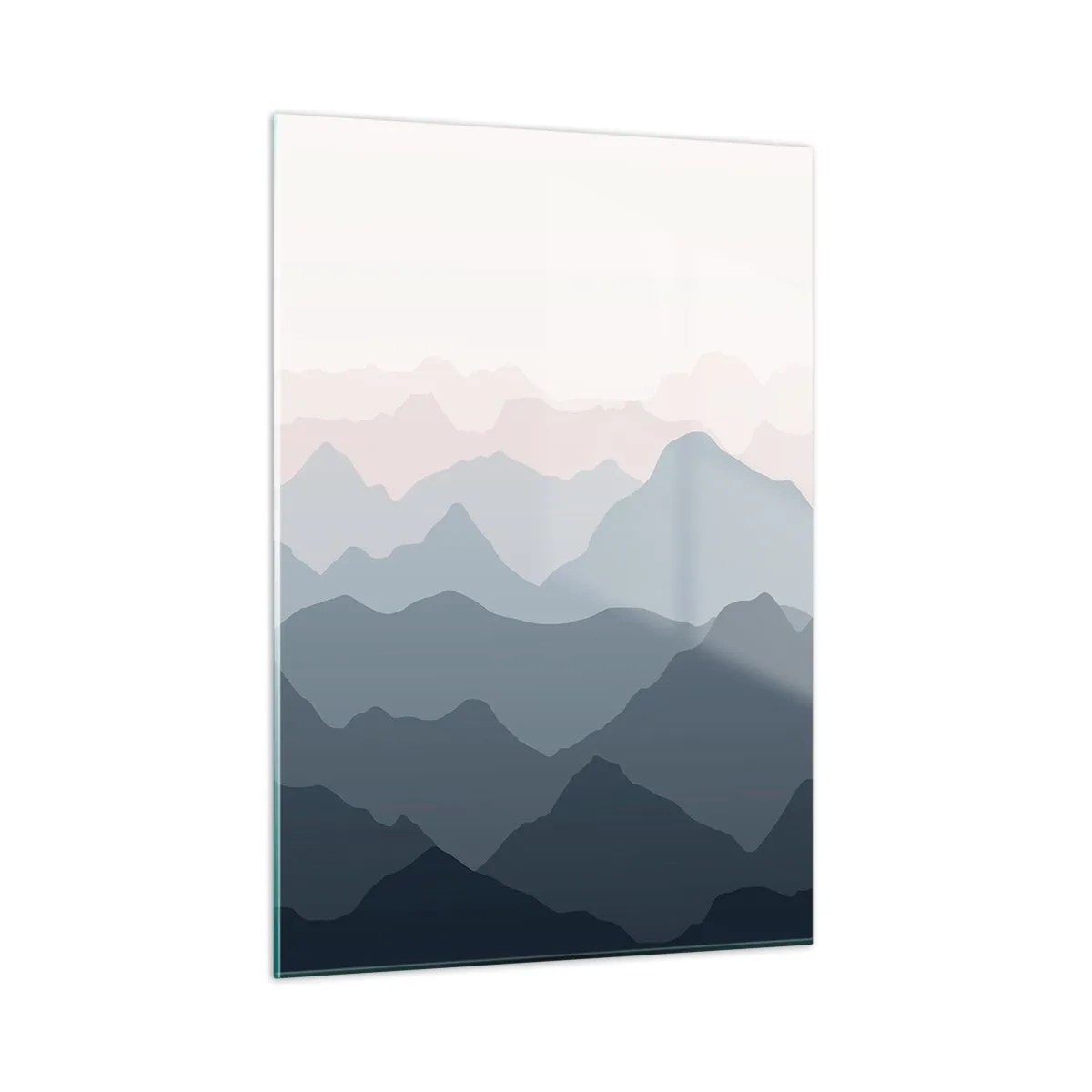Glasbild - Bild auf glas - Dezente Bergschichten in Pastelltönen - 50x70cm - Wellen der Berge - Moderne Wanddekoration für Wohnzimmer und Schlafzimmer ARTTOR