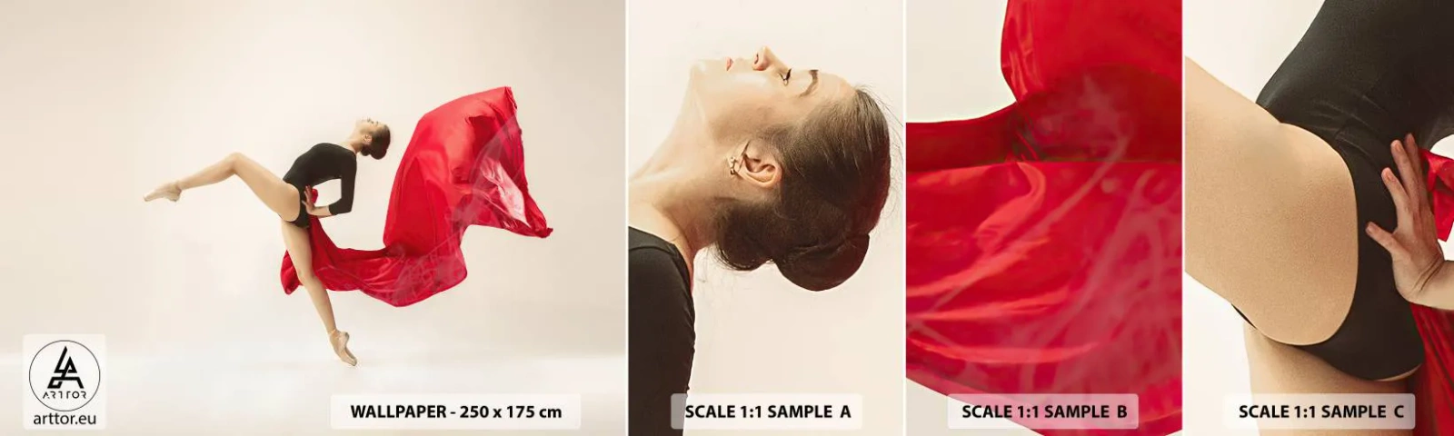 Fototapeten Muster Selbstklebend Deluxe Sticker - Rot und Schwarz - Ballerina, Tanzen, Ballett - 100x30 cm