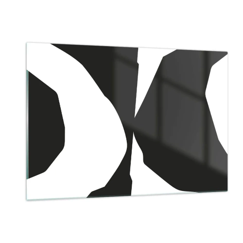 Glasbild - Bild auf glas - Schwarz-weiße grafische Komposition im kontrastierenden Positiv-Negativ-Stil - 120x80cm - Positiv negativ - Moderne Wanddekoration für Wohnzimmer und Schlafzimmer ARTTOR