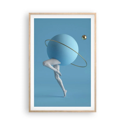 Poster in einem Rahmen aus heller Eiche - Und die Planeten spielen verrückt - 61x91 cm