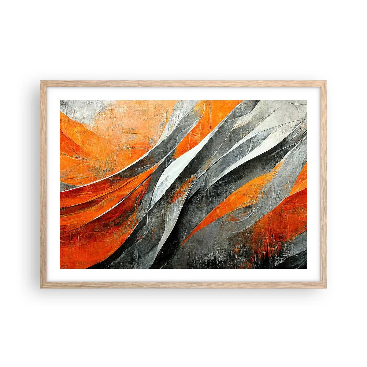 Poster in einem Rahmen aus heller Eiche - Hitze und Kälte - 70x50 cm