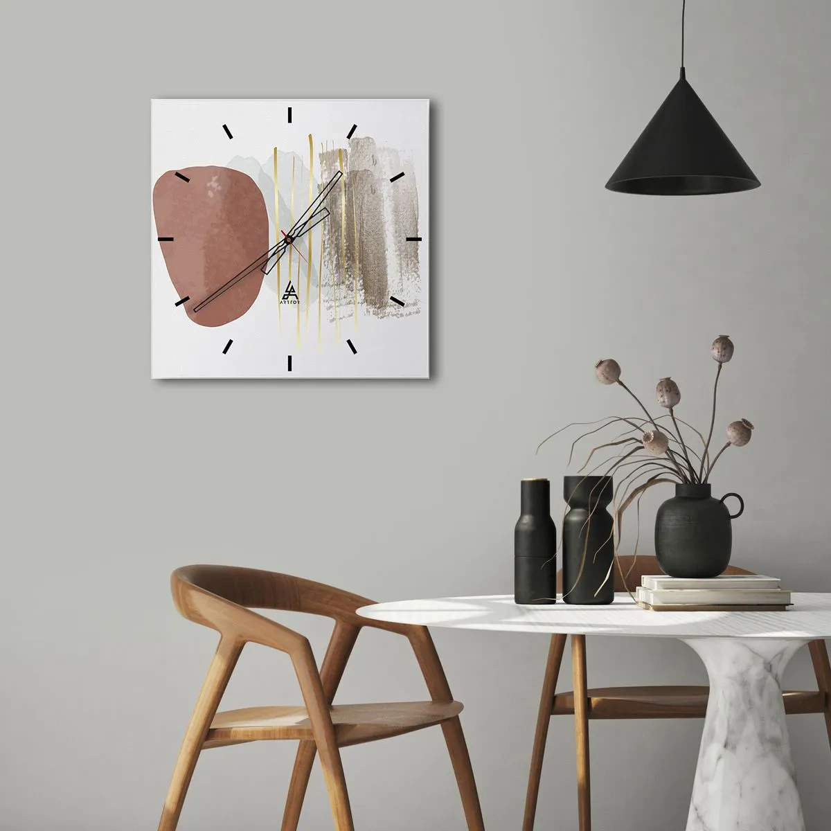 Wanduhr - Glasuhr - Abstrakte Kolonnade - 30x30 cm