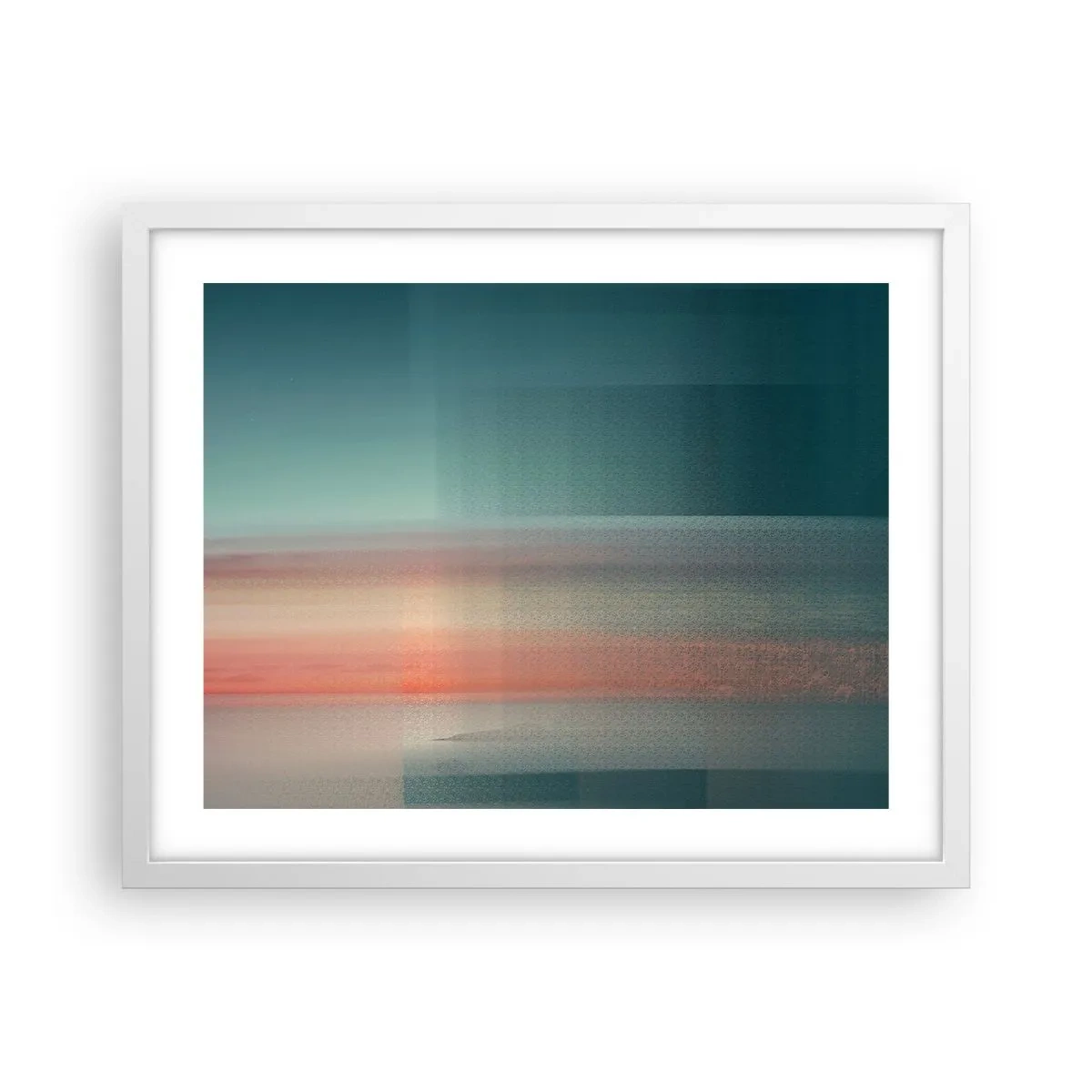 Poster in einem weißen Rahmen - Abstraktion: Lichtwellen - 50x40 cm