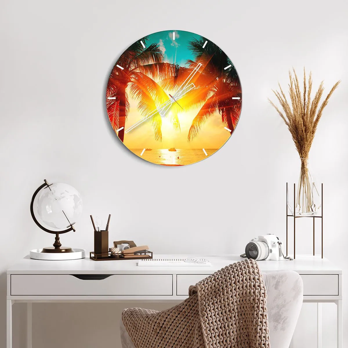 Wanduhr - Glasuhr - Exotisches Paar - 40x40 cm