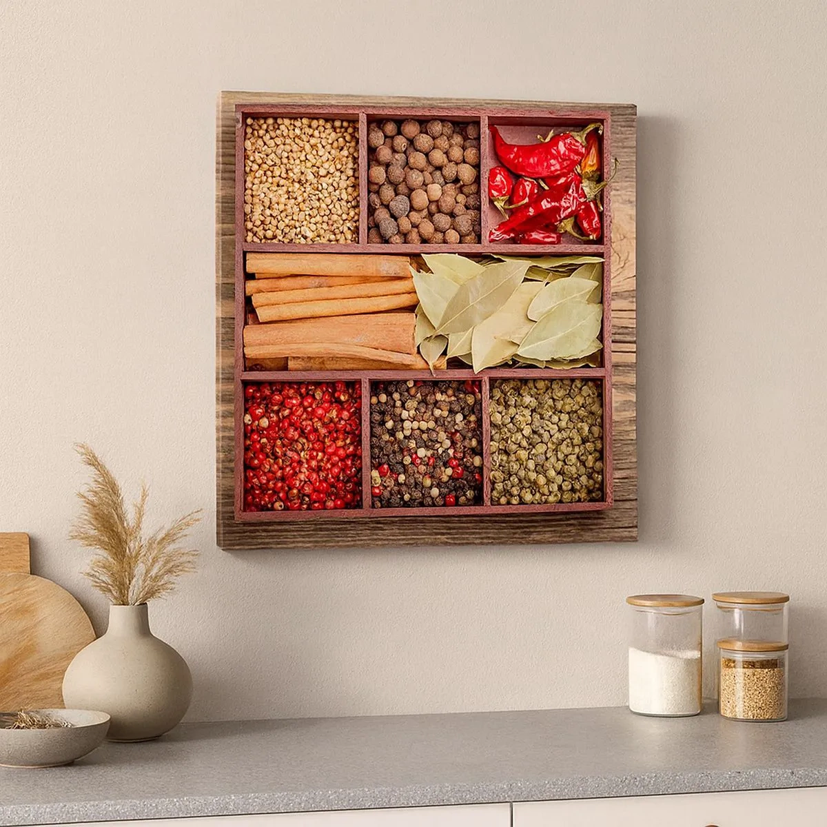 Bild auf Leinwand - Leinwandbild - Ordnung der Formen, Bouquet von Aromen - 30x30 cm