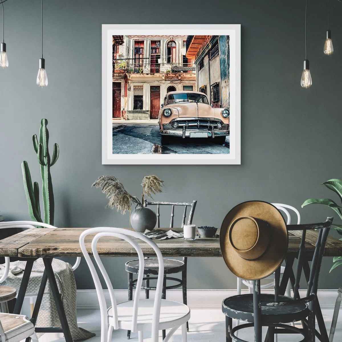 Poster in einem weißen Rahmen - Die Siesta in Havanna - 50x50 cm