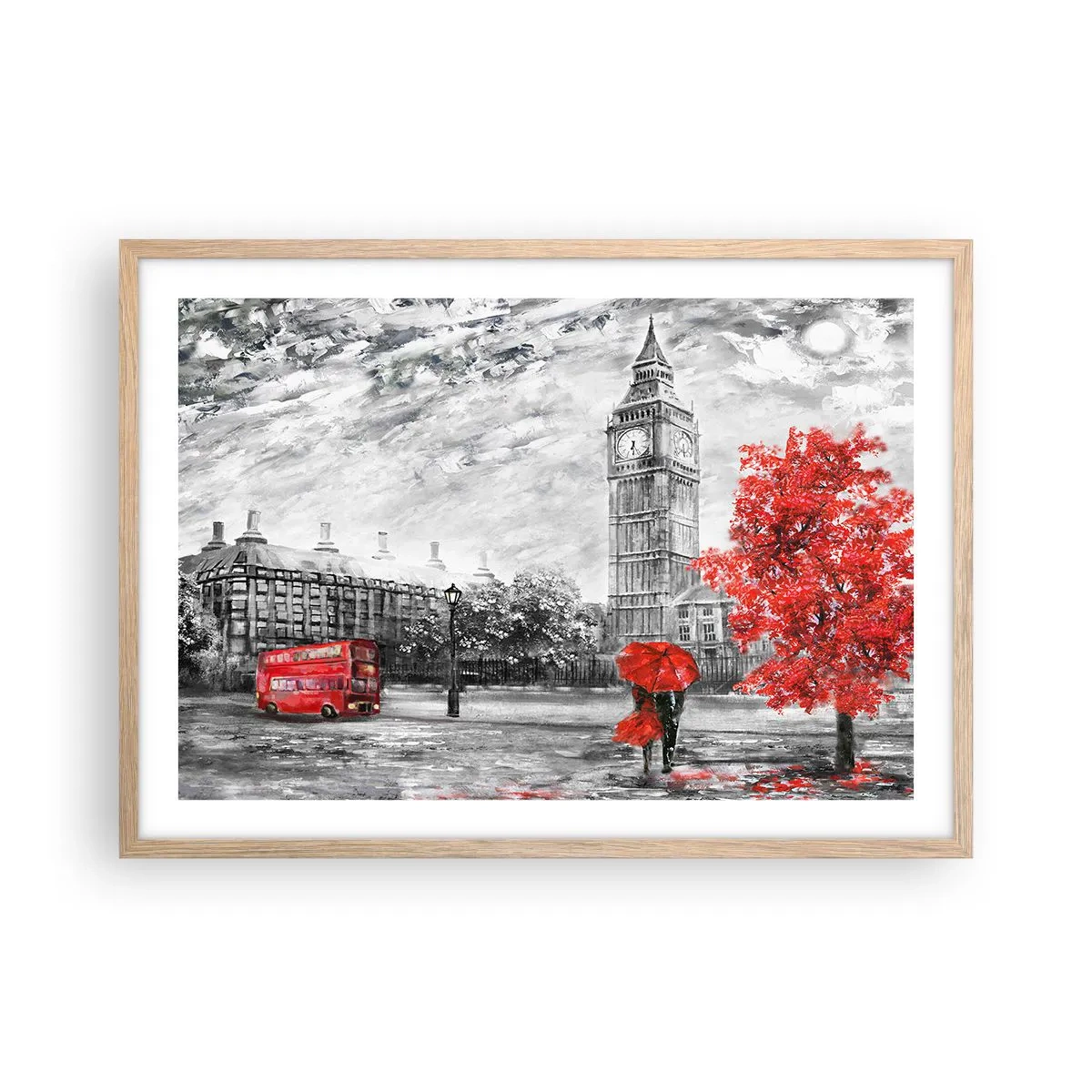 Poster in einem Rahmen aus heller Eiche - Ein aufregender Tag - 70x50 cm