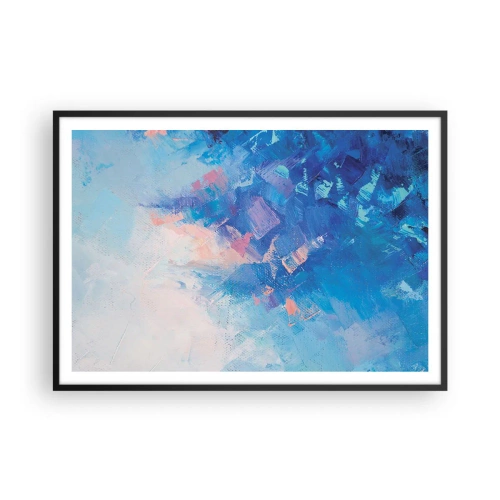 Poster in einem schwarzem Rahmen - Abstrakte Komposition in Blau- und Rosatönen - 100x70cm - Winter-Abstraktion - Moderne Wanddekoration für Wohnzimmer und Schlafzimmer ARTTOR