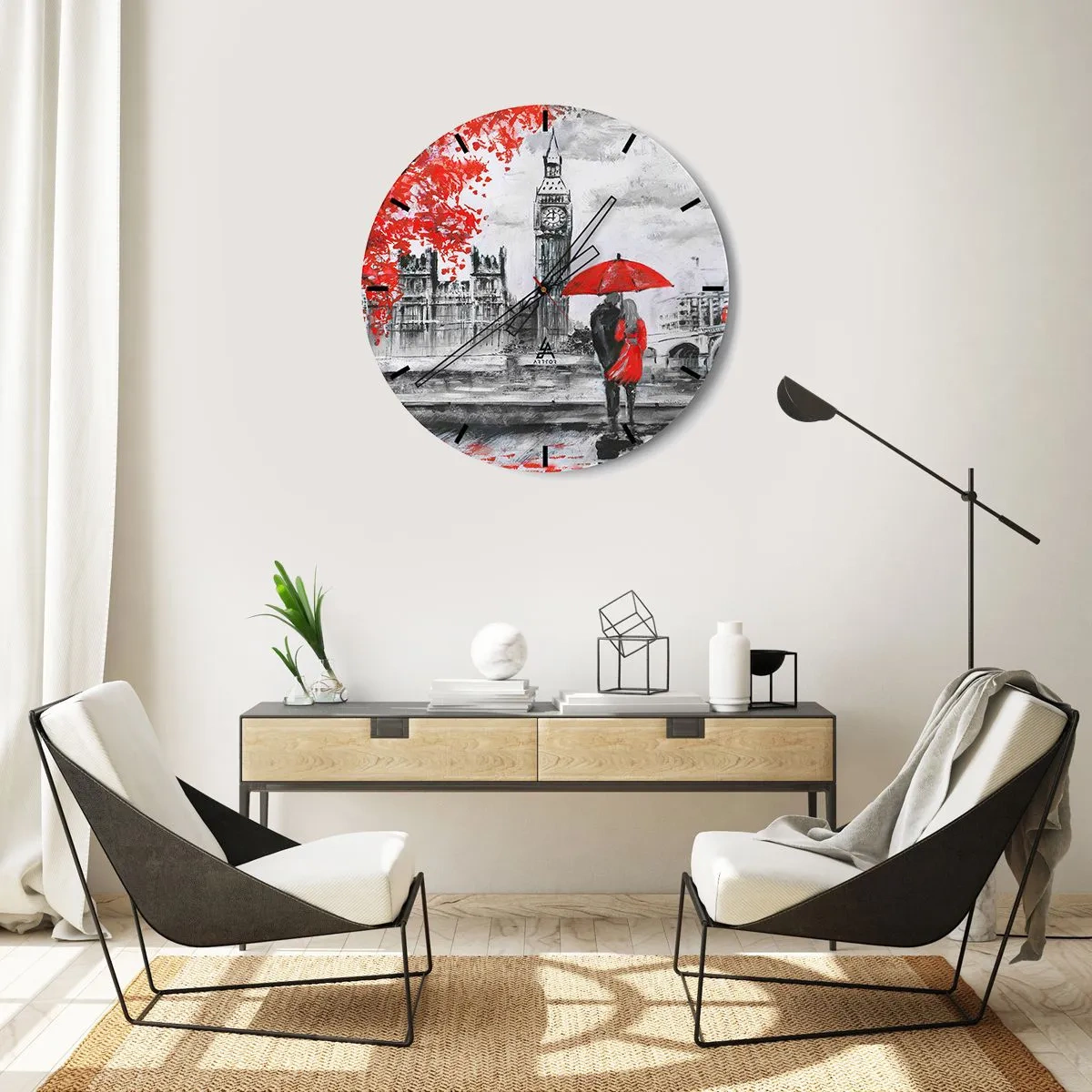 Wanduhr - Glasuhr - Verliebt in London - 30x30 cm