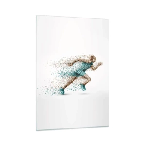 Glasbild - Bild auf glas - Eine Läuferfigur aus bunten Partikeln - 50x70cm - Das Leben ist ein Lauf - Moderne Wanddekoration für Wohnzimmer und Schlafzimmer ARTTOR
