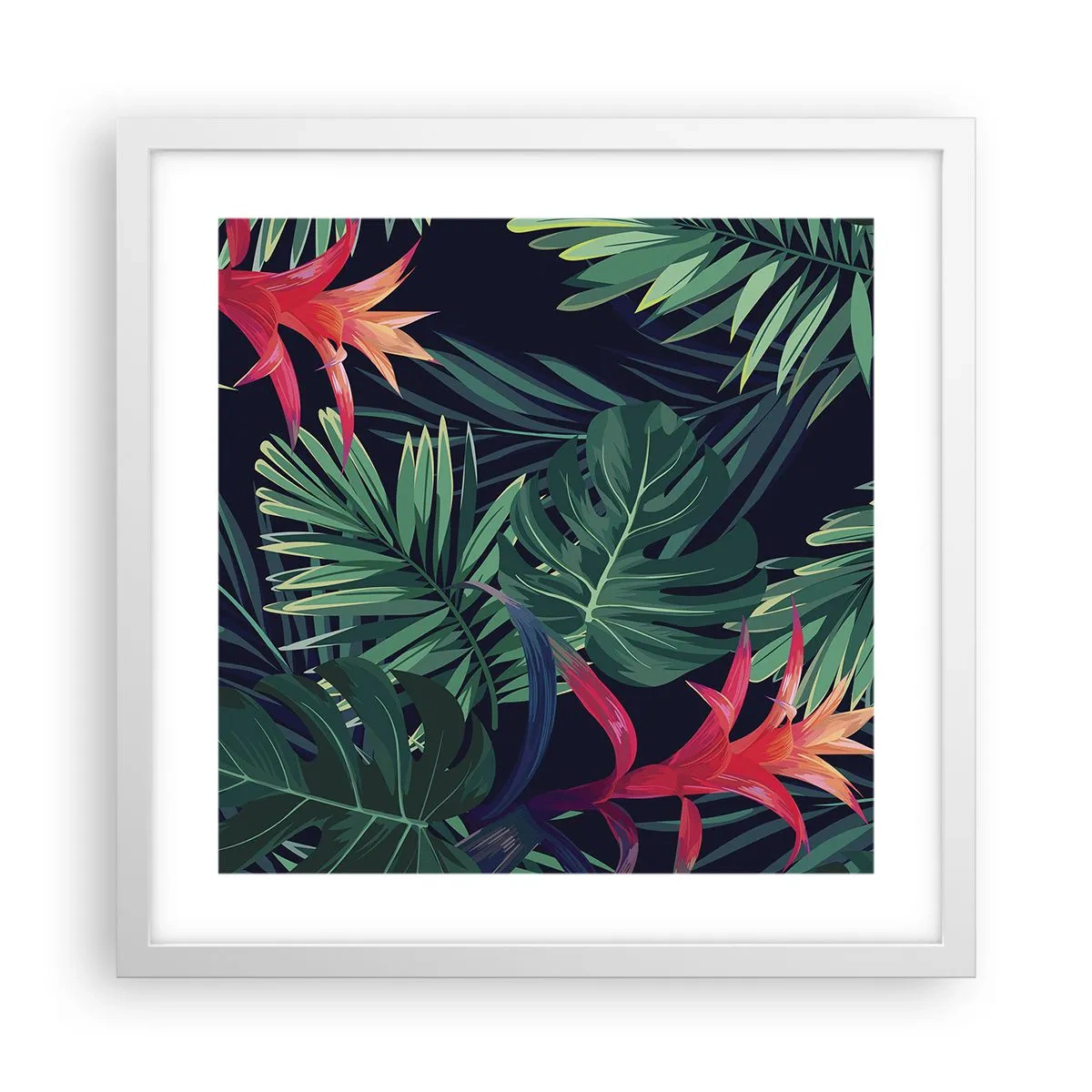 Poster in einem weißen Rahmen - Im Grünen in Flammen gehen - 40x40 cm