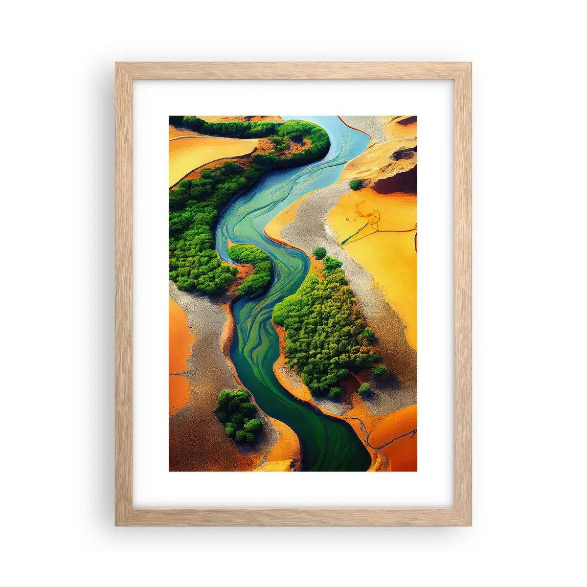 Poster in einem Rahmen aus heller Eiche - Lebensspendender Fluss - 30x40 cm