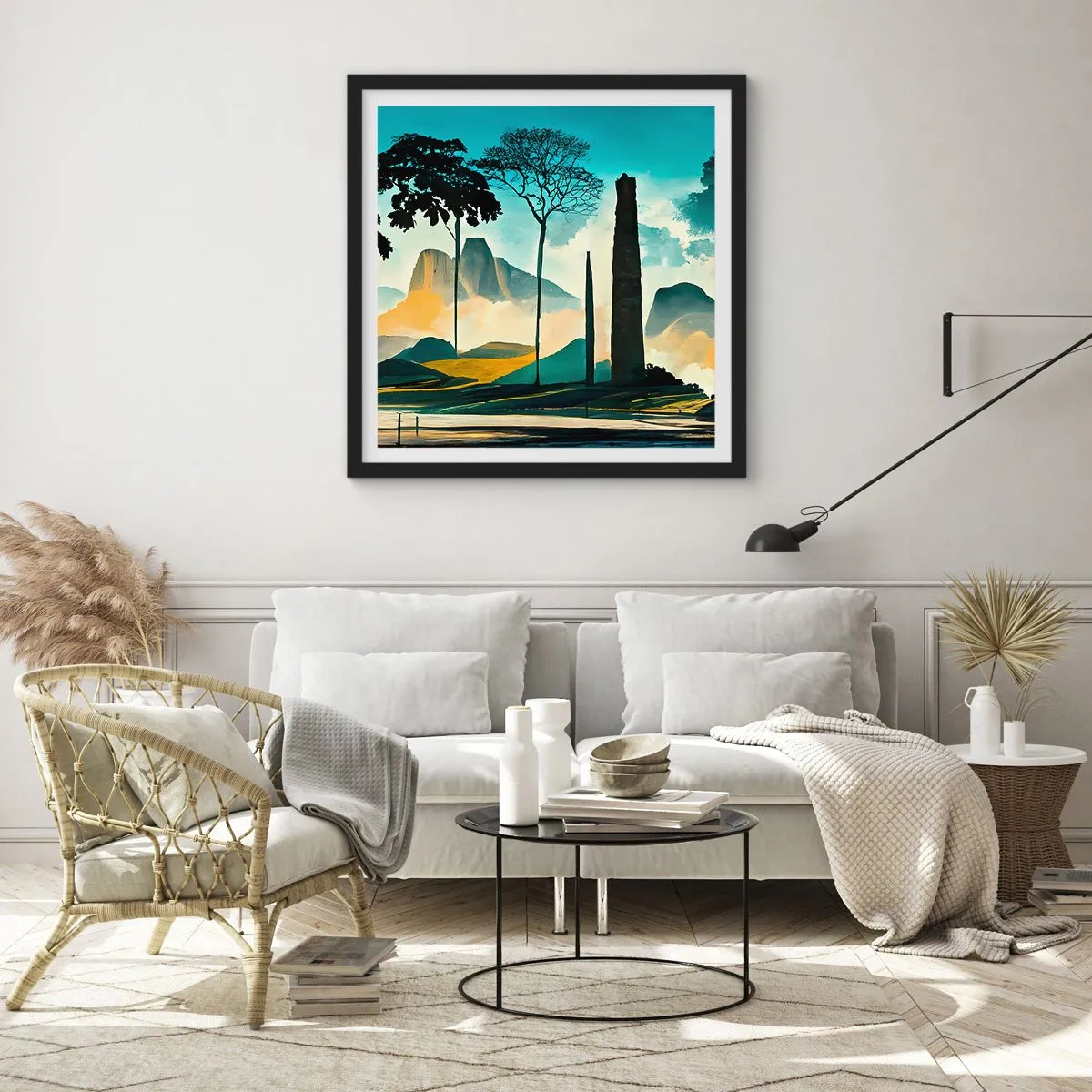 Poster in einem schwarzem Rahmen - Immer höher und höher - 30x30 cm