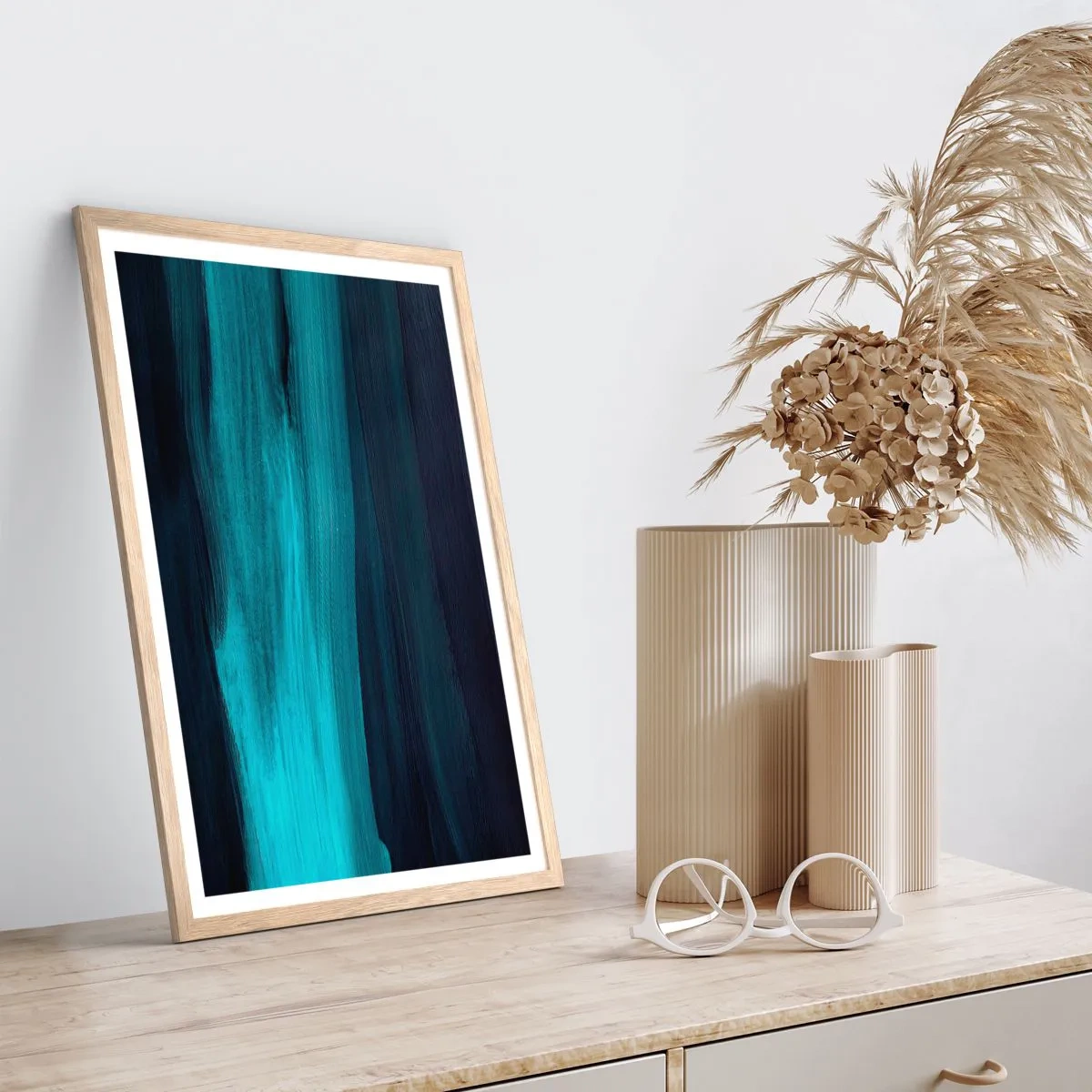 Poster in einem Rahmen aus heller Eiche - Gehen Sie mit dem Strom - 70x100 cm