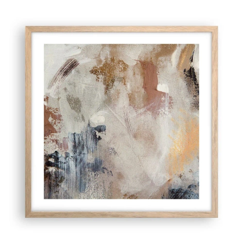 Poster in einem Rahmen aus heller Eiche - Neblige Abstraktion - 50x50 cm