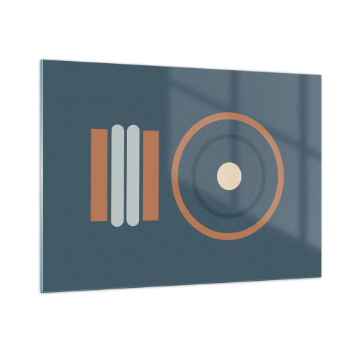 Glasbild - Bild auf glas - Abstrakte geometrische Formen in gedeckten Farben, mit Kreisen und Linien - 100x70cm - Das Wesen der Dinge - Moderne Wanddekoration für Wohnzimmer und Schlafzimmer ARTTOR