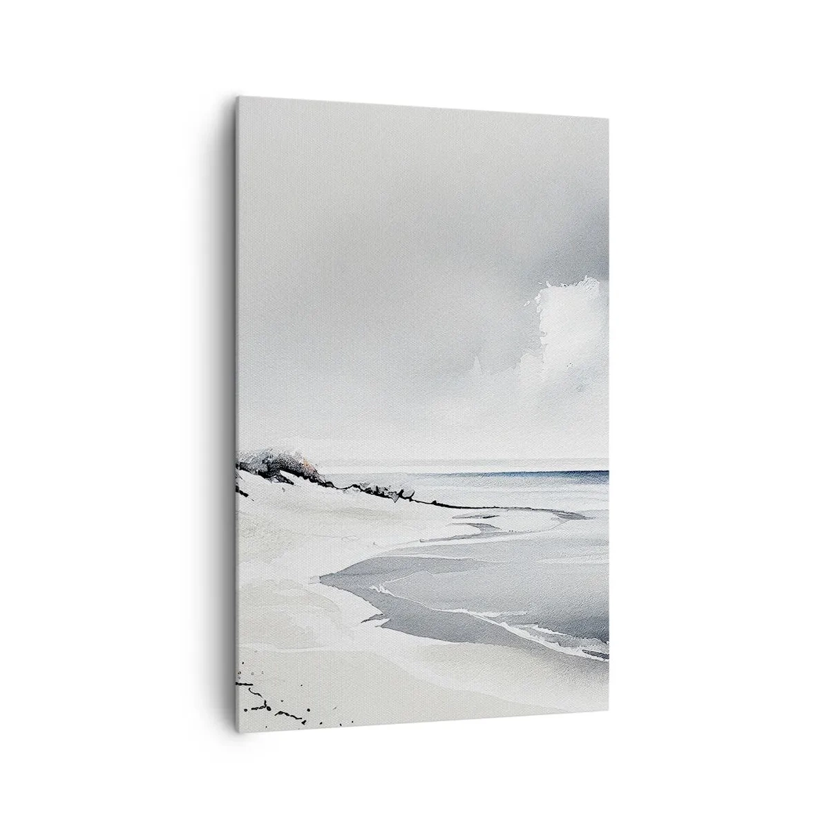 Bild auf Leinwand - Leinwandbild - Ein Strand in gedämpften Grau- und Blautönen - 80x120cm - Für immer zusammen - Moderne Wanddekoration für Wohnzimmer und Schlafzimmer ARTTOR