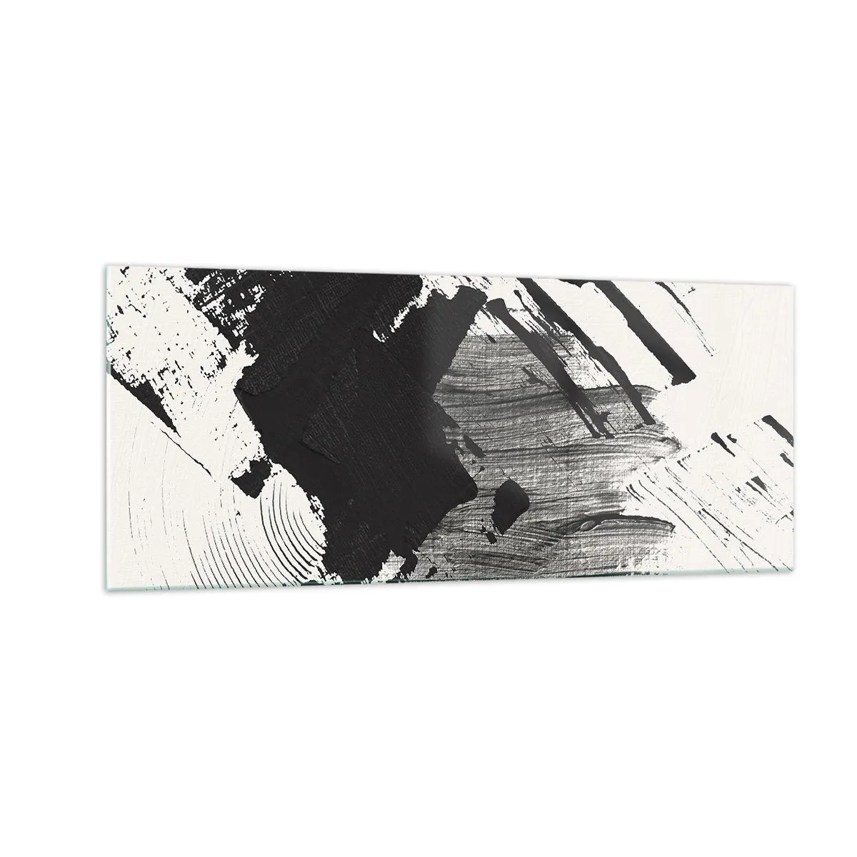 Glasbild - Bild auf glas - Abstraktion – Ausdruck von Schwarz - 100x40 cm