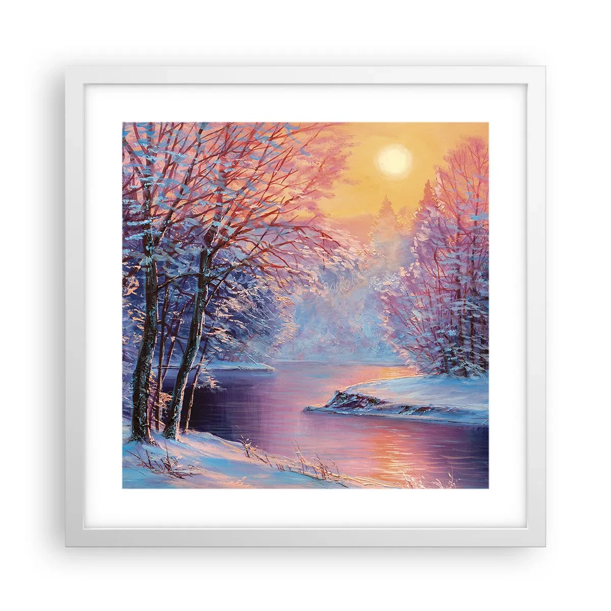 Poster in einem weißen Rahmen - Die Farben des Winters - 40x40 cm