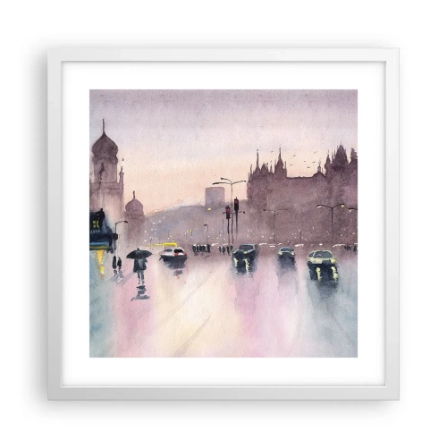 Poster in einem weißen Rahmen - Im regnerischen Dunst - 40x40 cm