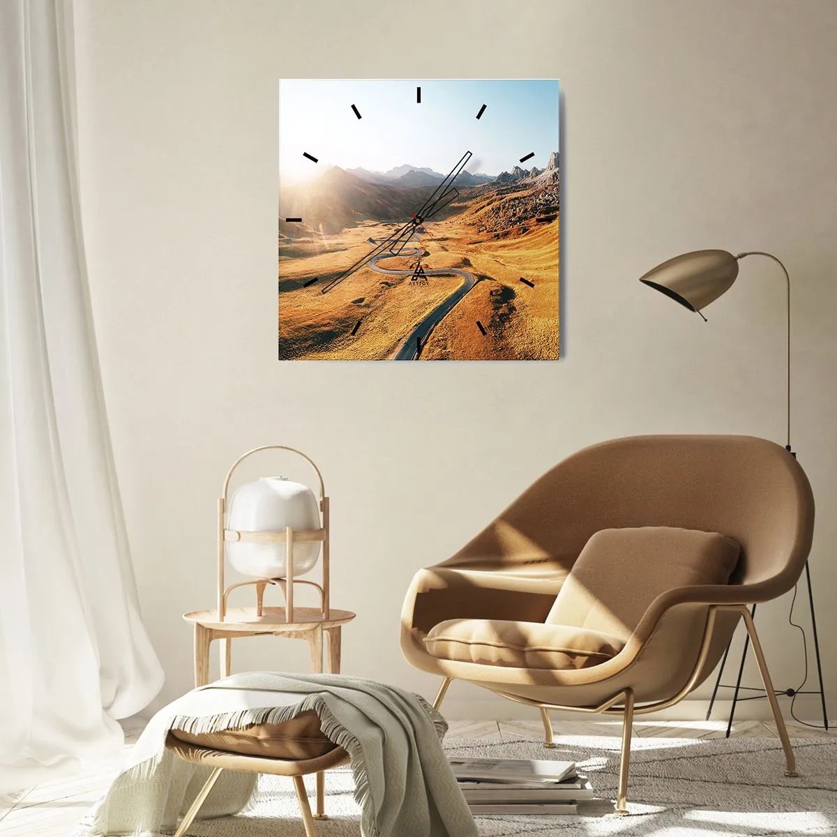 Wanduhr - Glasuhr - In einem goldenen Tal - 40x40 cm