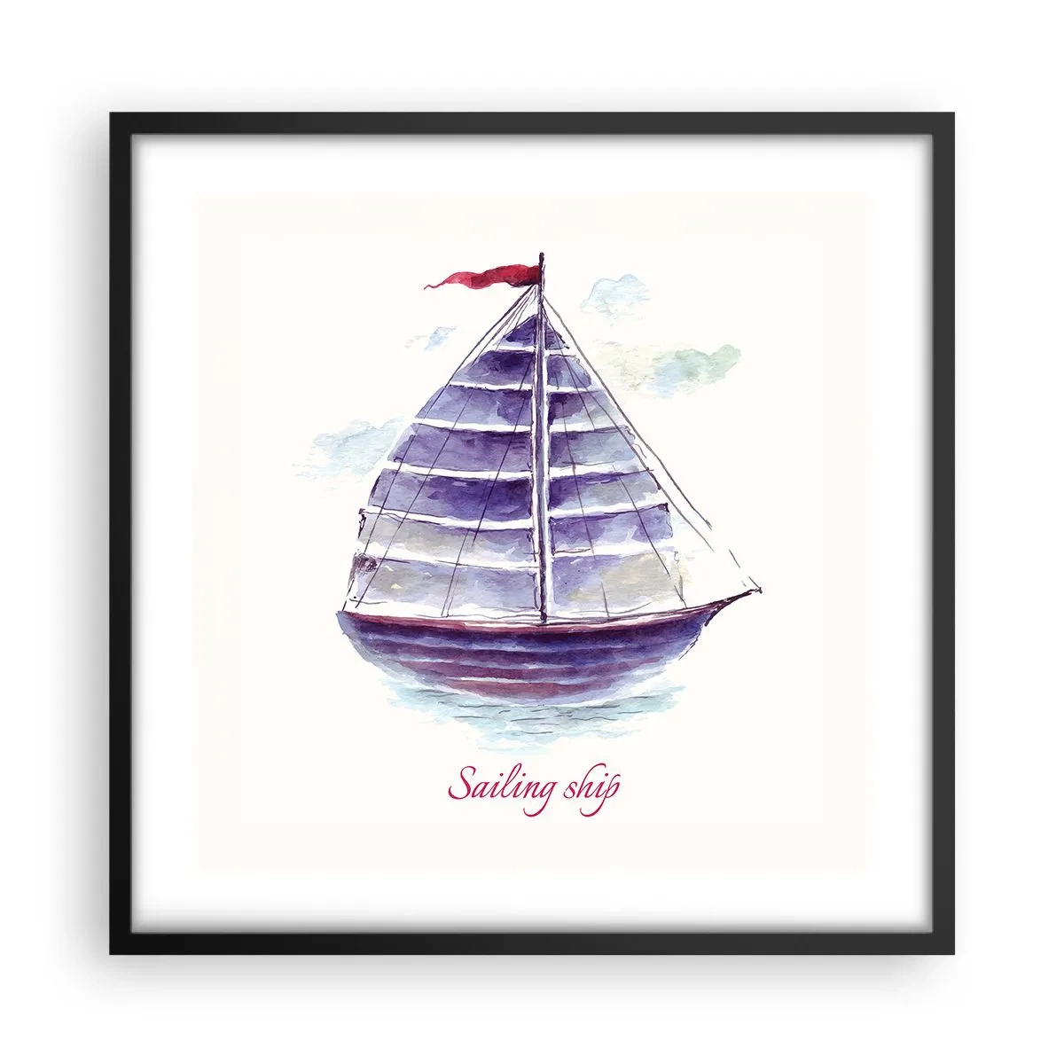 Poster in einem schwarzem Rahmen - Volle Segel und ruhiges Wasser - 50x50 cm