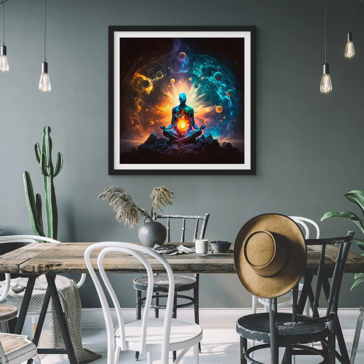Poster in einem schwarzem Rahmen - Kosmischer Frieden - 50x50 cm