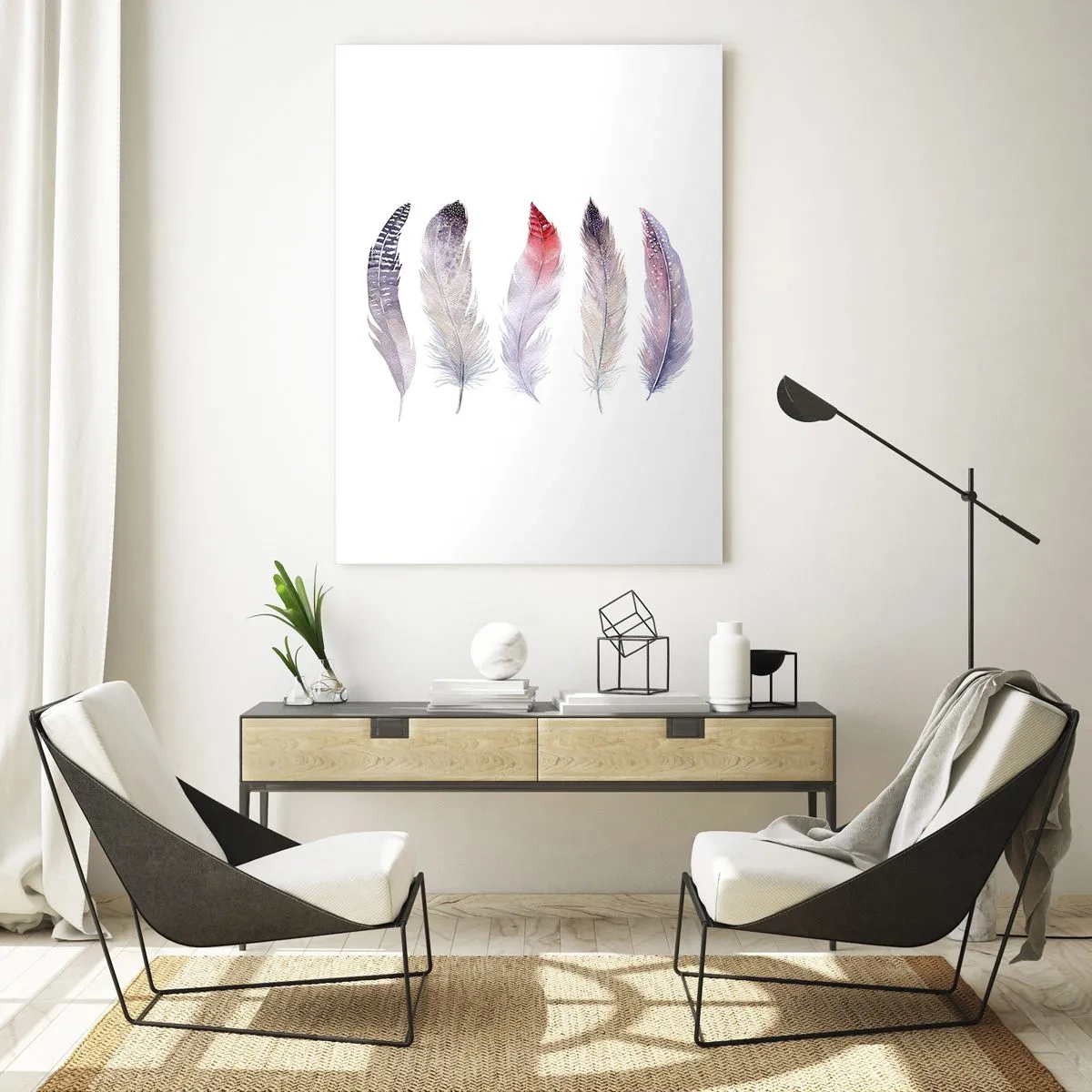 Glasbild - Bild auf glas - Zart wie bunter Nebel - 50x70cm - Zart wie mehrfarbiger Nebel - Moderne Wanddekoration für Wohnzimmer und Schlafzimmer ARTTOR