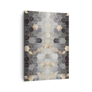 Bild auf Leinwand - Leinwandbild - Geometrisches Muster in goldenen Farbtönen - 50x70cm - Diamant-Komposition - Moderne Wanddekoration für Wohnzimmer und Schlafzimmer ARTTOR