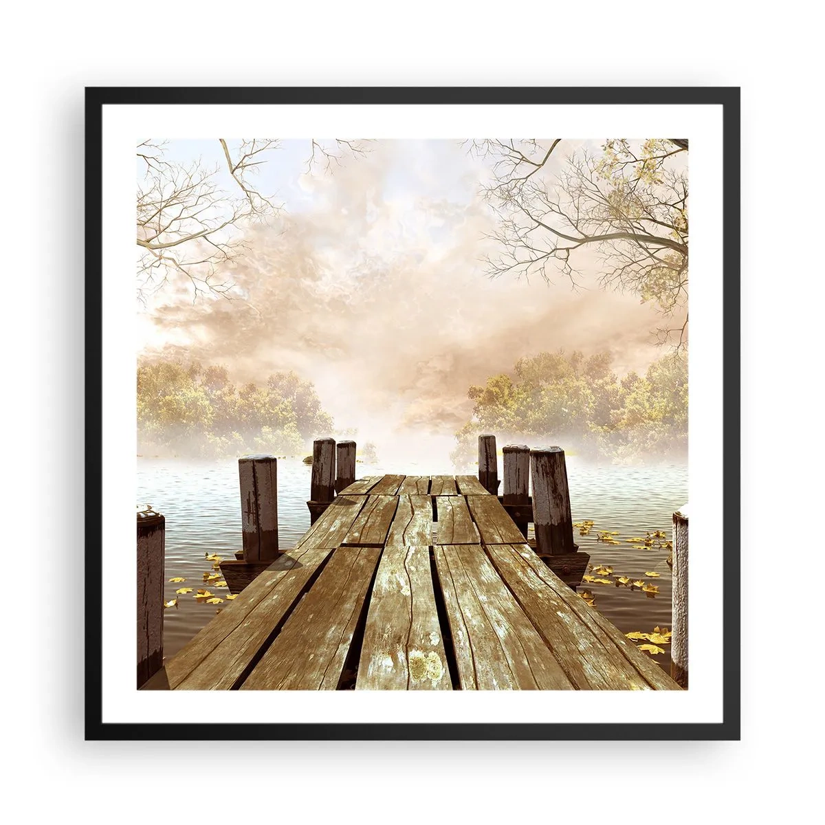 Poster in einem schwarzem Rahmen - Die milde Traurigkeit des Herbstes - 60x60 cm