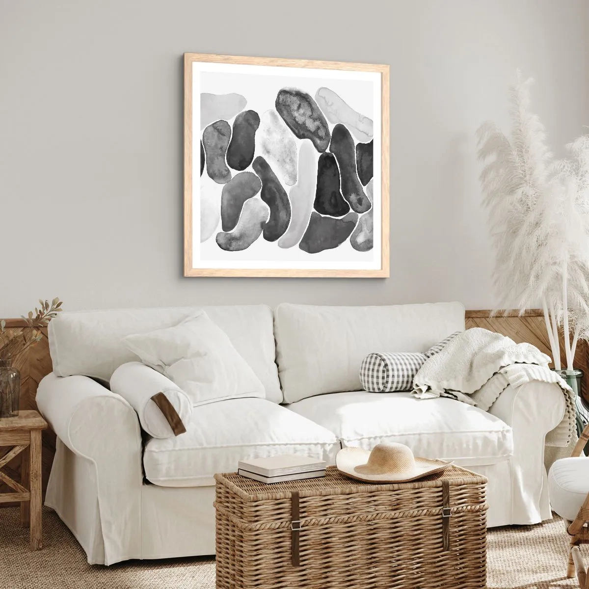 Poster in einem Rahmen aus heller Eiche - Felsige Abstraktion - 40x40 cm