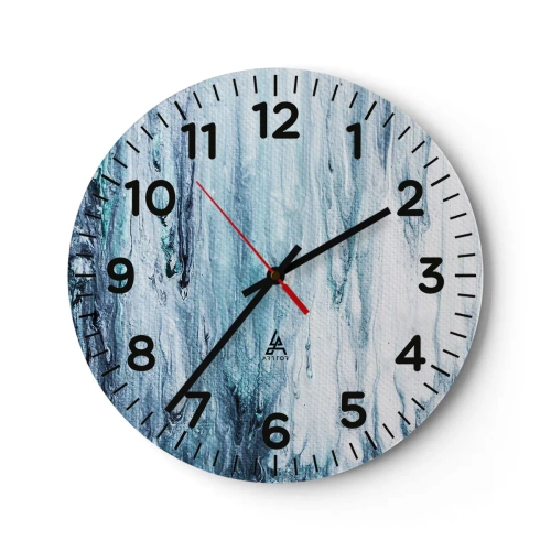 Wanduhr - Glasuhr - Blaue Eiszapfen - 40x40 cm