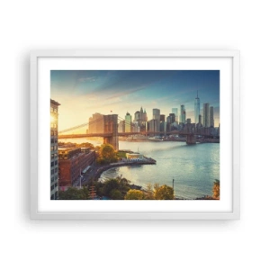 Poster in einem weißen Rahmen - Morgendämmerung der Großstadt - 50x40 cm