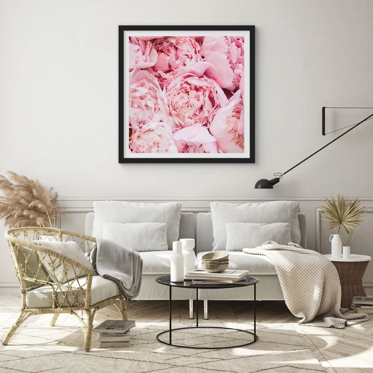 Poster in einem schwarzem Rahmen - Anschmiegsam und duftend - 60x60 cm