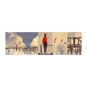 Fototapeten Muster Selbstklebend Deluxe Sticker - Blaue Sehnsucht - Abstraktion, Brücke, Wolken - 100x30 cm