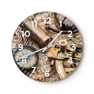 Wanduhr - Glasuhr - Setze Sie einen Kurs - 30x30 cm