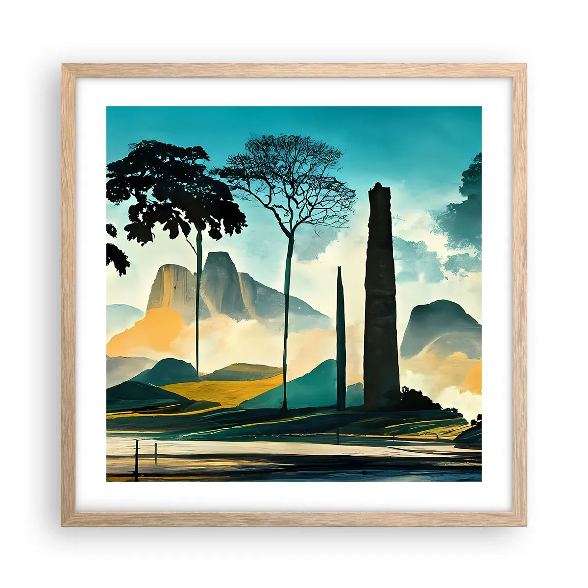 Poster in einem Rahmen aus heller Eiche - Immer höher und höher - 50x50 cm