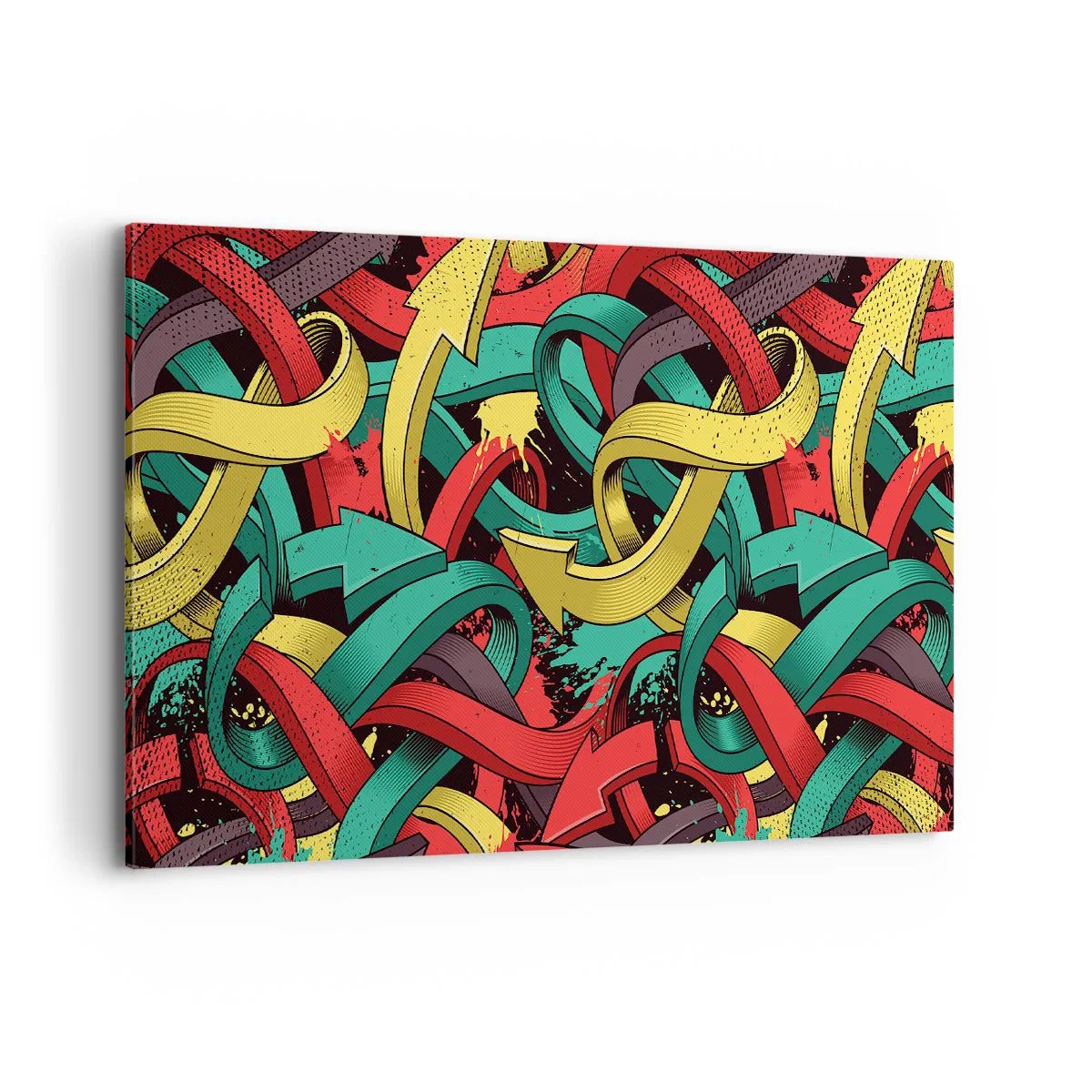 Bild auf Leinwand - Leinwandbild - Abstrakte Pfeile in leuchtenden Farben schaffen Chaos - 100x70cm - Welcher Weg zum Ziel? - Moderne Wanddekoration für Wohnzimmer und Schlafzimmer ARTTOR