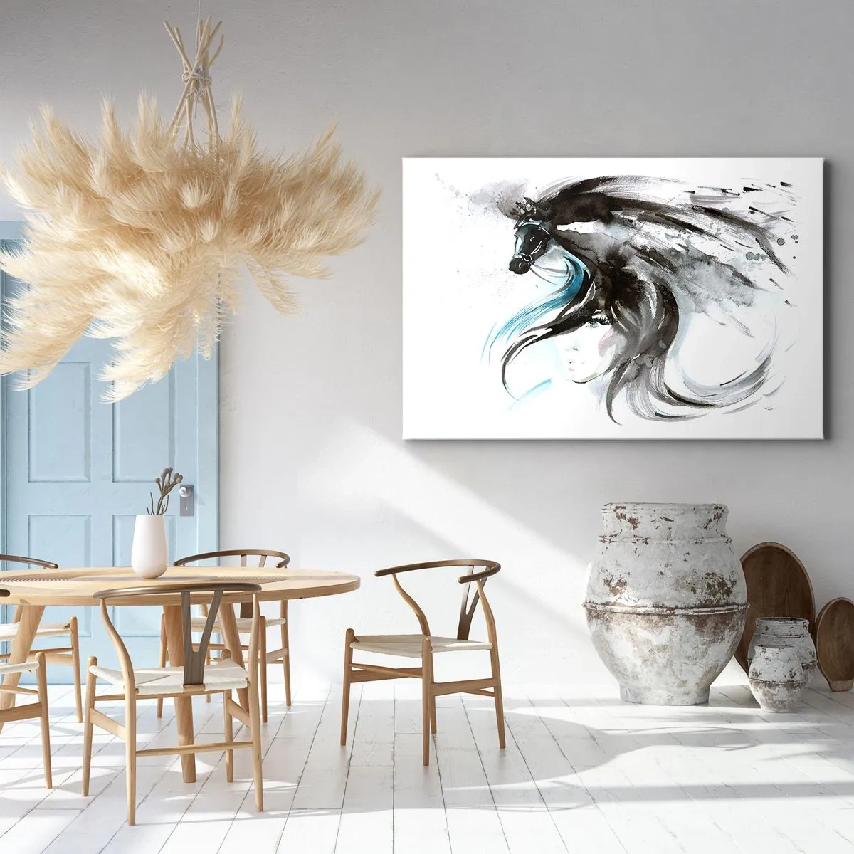 Bild auf Leinwand - Leinwandbild - Schwarzer Prinz Galopp - 70x50 cm