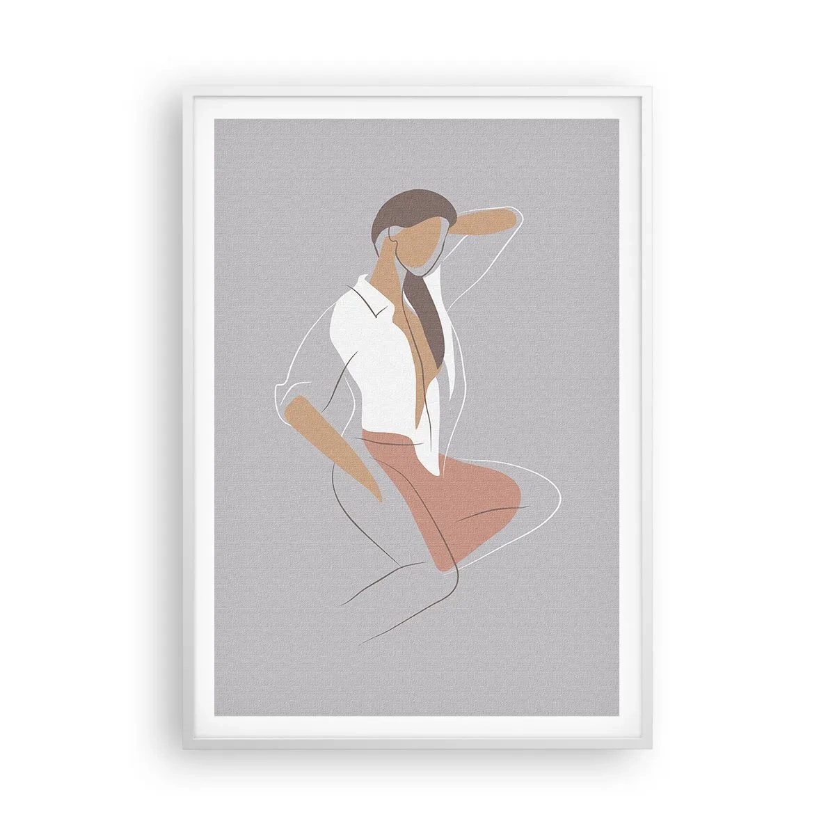 Poster in einem weißen Rahmen - Umriss der Anmut - 70x100 cm