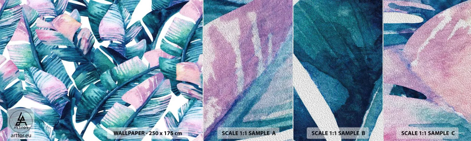 Fototapeten Muster Premium Sand - In einem Bananenhain - Abstraktion, Blätter, Stück - 100x30 cm