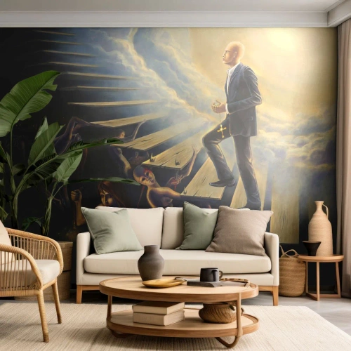 Selbstklebende Fototapete Deluxe Sticker - Danteske Reise zum Licht - Abstraktion, Fantasie, Menschen - 300x210 cm