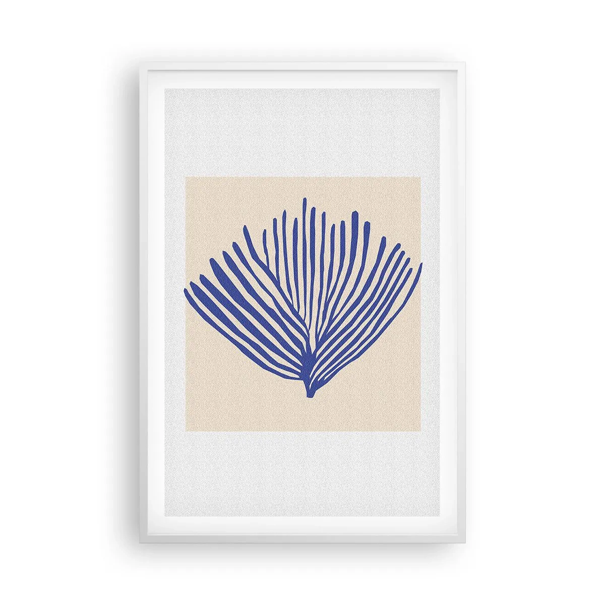 Poster in einem weißen Rahmen - Blauer Fächer - 61x91 cm