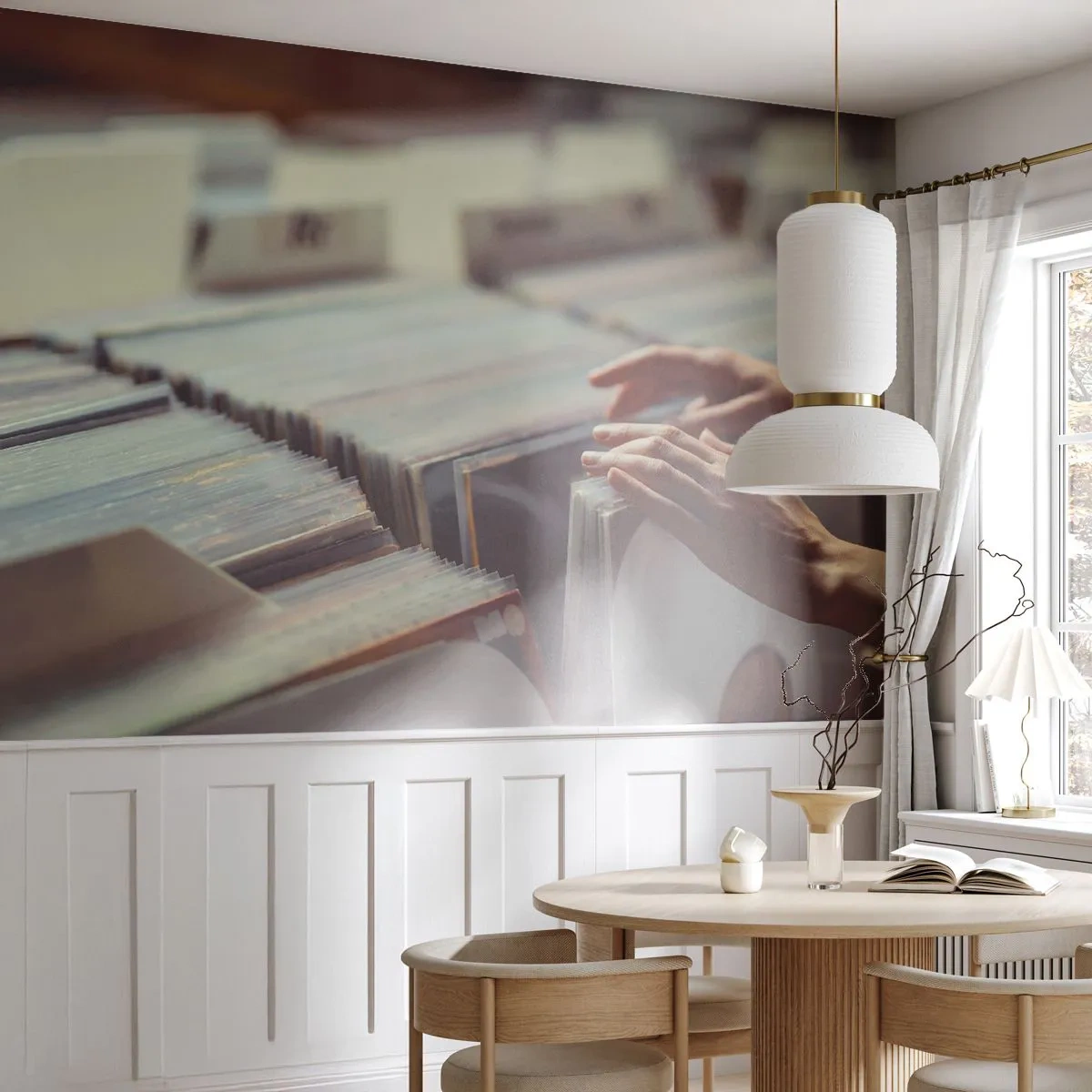 Fototapete Premium Canvas - Auf der Suche nach Emotionen - Vinyl, Musik, Musikladen - 250x175 cm