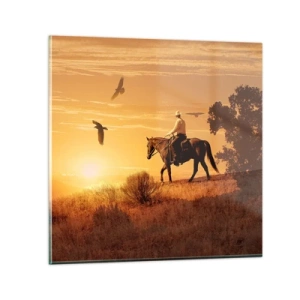 Glasbild - Bild auf glas - Allein durch die Prärie - 70x70 cm