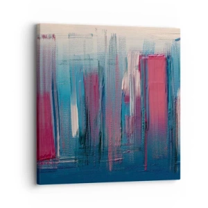 Bild auf Leinwand - Leinwandbild - Vertikale Komposition in Blau und Rot - 30x30 cm