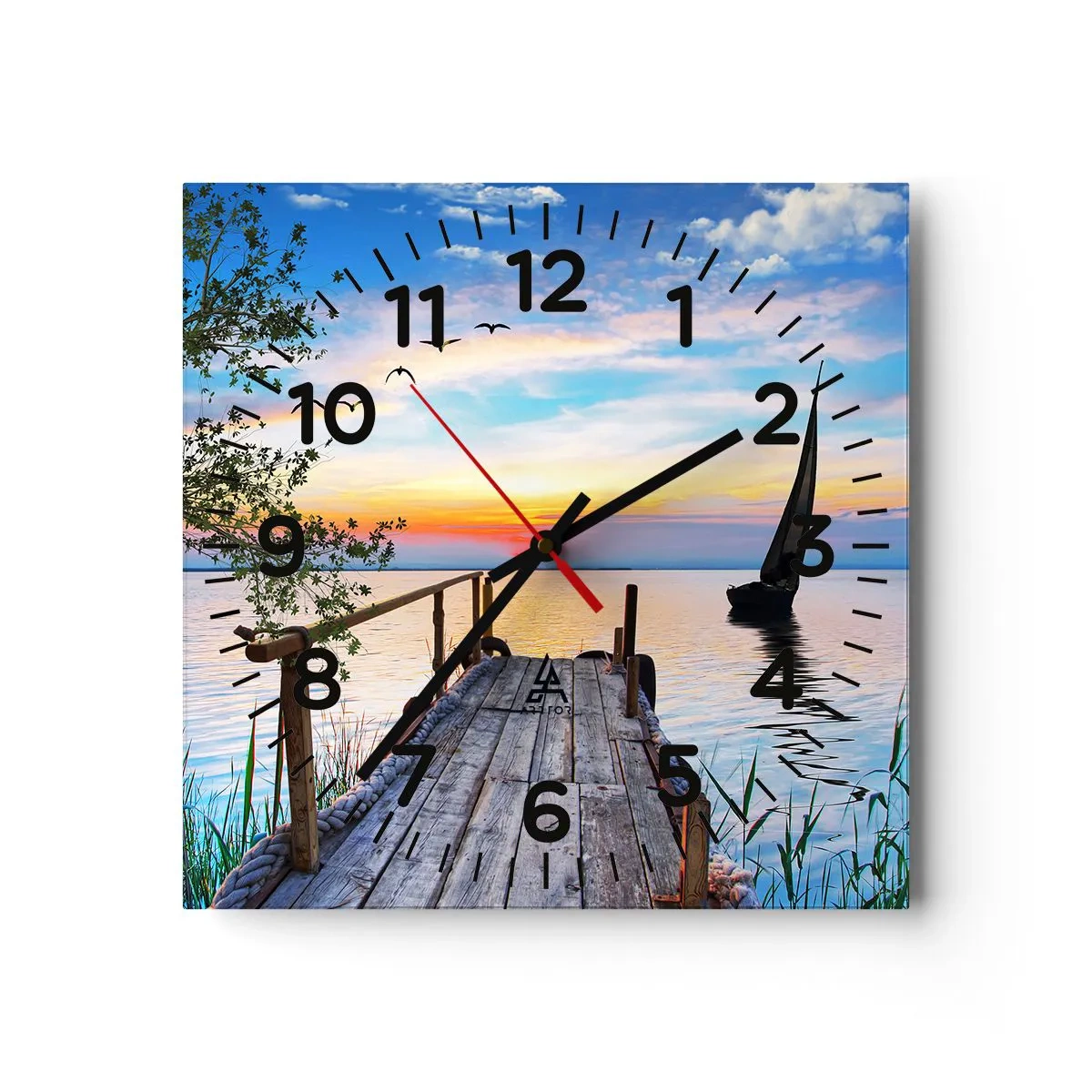 Wanduhr - Glasuhr - Guten Abend - 30x30 cm