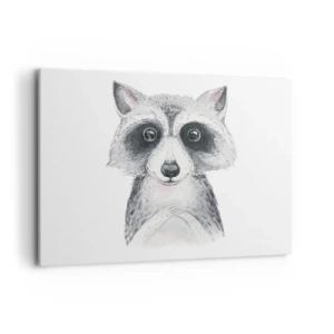 Bild auf Leinwand - Leinwandbild - Adorable Portrait eines Waschbären auf weißem Hintergrund - 100x70cm - Ein Moment zum Bewegen - Moderne Wanddekoration für Wohnzimmer und Schlafzimmer ARTTOR