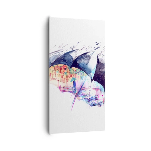 Bild auf Leinwand - Leinwandbild - Im Regen spazieren gehen - 65x120 cm