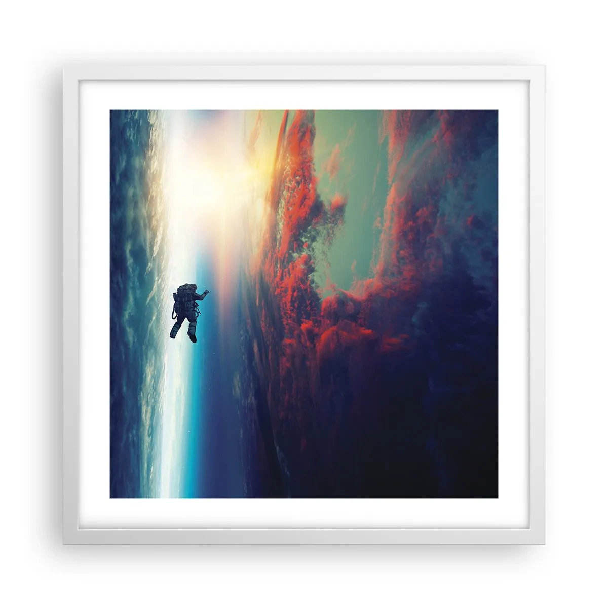 Poster in einem weißen Rahmen - Sich dem Universum stellen - 50x50 cm